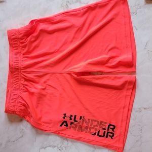 Under Armour youth medium orange altheltic shorts